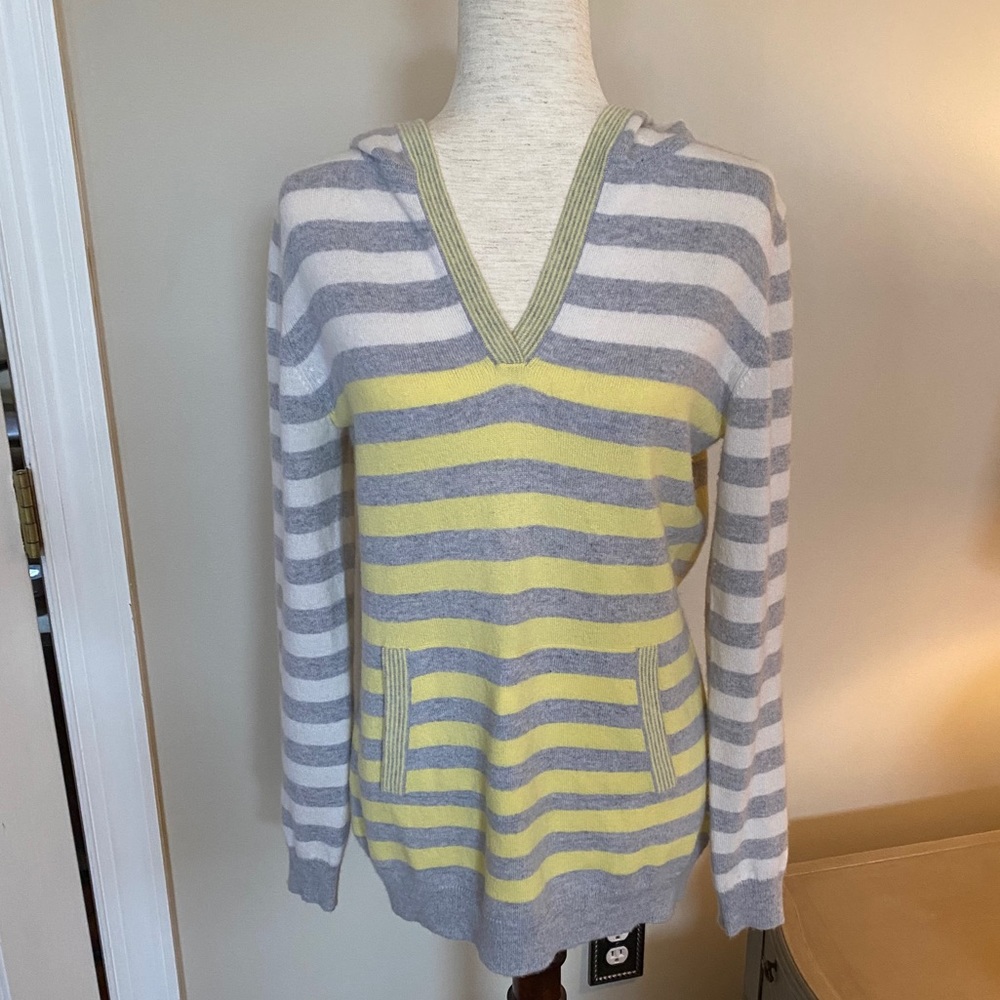 Pure Amici Cashmere Striped Hooded Sweater